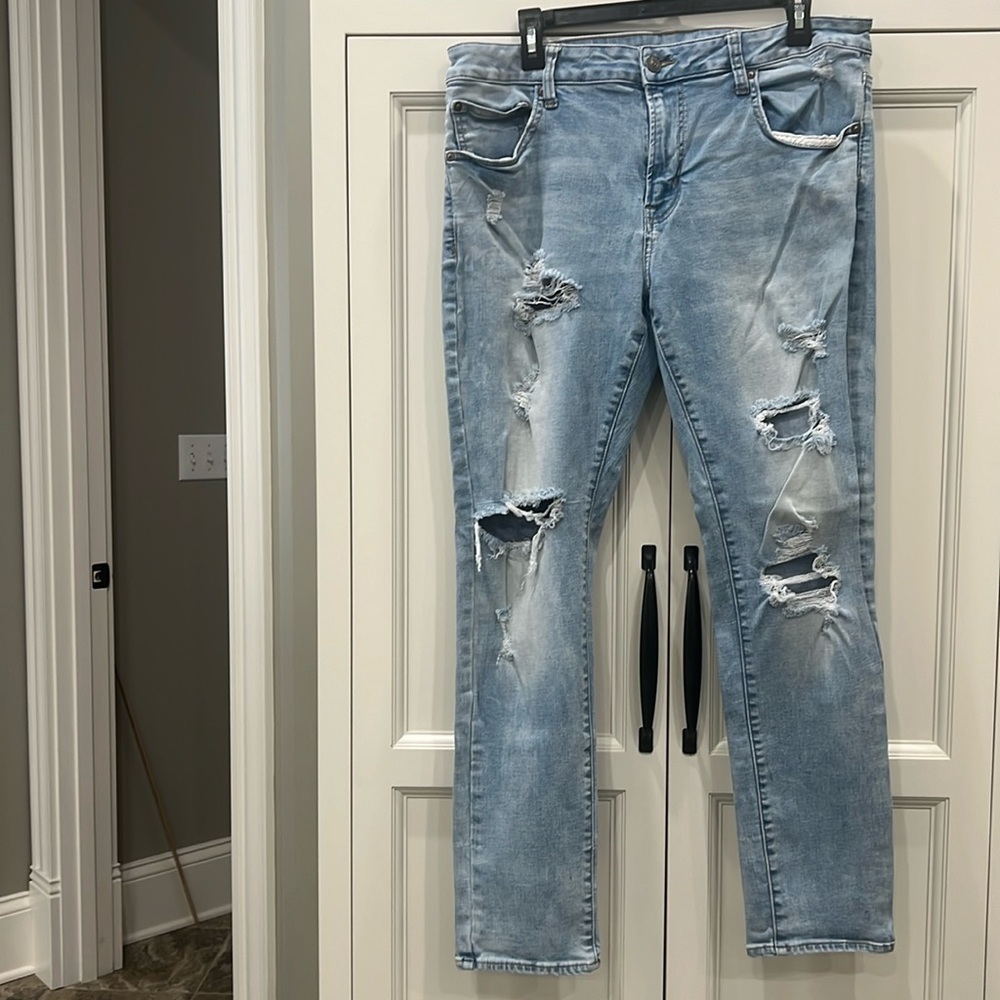 American Eagle Men's Next Level Flex Distressed Skinny Jeans 36x30